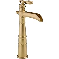 Delta Faucet Victorian Vessel Sink Faucet, Single Hole Bathroom Faucet, Gold Bathroom Faucet, Waterfall Faucet, Single Handle, Champagne Bronze 754LF-CZ