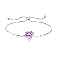 YL Birthstone Heart Bracelet for Women 925 Sterling Silver cut 5A Cubic Zirconia Bracelet Gifts for Mum Wife Girlfriend