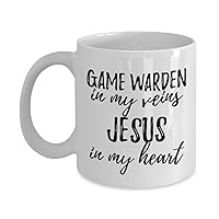 Funny Game Warden Mug In My Veins Jesus In My Heart Inspirational Christian Quote Coworker Gift Coffee Tea Cup 11 oz
