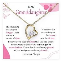 To My Granddaughter if Something Makes You Happy, Necklace for Granddaughter From Grandpa on Her Birthday Graduation Mother’s Day, Jewelry for Granddaughter From Grandmother With Message Card