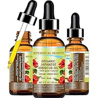 Organic HIBISCUS OIL ( Hibiscus Sabdariffa ) JAPANESE 100 Pure Natural VIRGIN UNREFINED COLD PRESSED Anti Aging, Vitamin E oil for FACE, SKIN, HAIR GROWTH 4 Fl.oz.- 120 ml