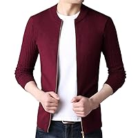 Autumn Winter Knitted Cardigan for Men, Slim Fit Pure Color Jacket Cardigan Coat