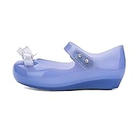 mini melissa Ultragirl Collection Mary Jane Flats for Toddlers and Babies - Comfortable & Cute Peep Toe Jelly Flat Shoes with Transparent Upper and Small Bow for Little Girls