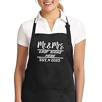 Mr and Mrs Custom Embroidered Apron 1 Custom Embroidered Apron Personalized Couple aprons Wifey and Hubby Aprons Mr. and Mrs. Aprons Couple Gift