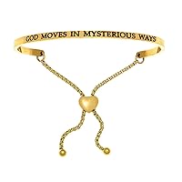 Intuitions Stainless Steel Yellow Finish god Moves in Mysterious Ways Adjustable Friendship Bracelet