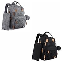 iniuniu Diaper Bag Backpack, Large Unisex Baby Bags for Boys Girls, Waterproof Travel Back Pack with Diaper Pouch, Washable Changing Pad, Pacifier Case and Stroller Straps (Black and Gray)