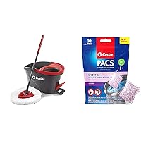O-Cedar EasyWring Microfiber Spin Mop & Bucket Floor Cleaning System Bundle with O-Cedar PACS Hard Floor Cleaner (Lavender, 10 Count)