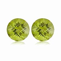 0.95-1.10 Cts of 5 mm AAA Round Checkered Chinese Peridot (2 pcs) Loose Gemstones
