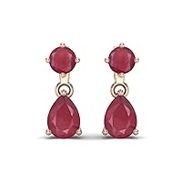 2.18 Cts Ruby Glass Filled Gemstone 925 Sterling Silver Engagement Stud Earrings