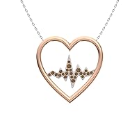 Natural and Certified Diamond Heartbeat Necklace in 14k Rose and White Gold | 0.08 Carat Pendant with Chain