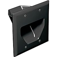 DATA COMM Electronics 45-0002-BK 2-Gang Recessed Low Voltage Cable Plate - Black, 1 Count (Pack of 1)
