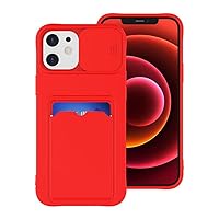 Slide Camera Protection Wallet Card Bag Phone Case for iPhone 14 12 11 13 Pro Max X XR XS 6 7 8 Plus Soft Silicone Cover,red,for iPhone 6 6S Plus