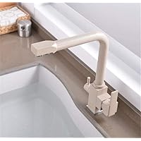Water-Tap 360 Degree Rotation with Water Purification Features Single Hole Crane for Kitchen Kitchen Faucets Deck Mount Mixer Tap Dual Handle Deck Mounted/Beige