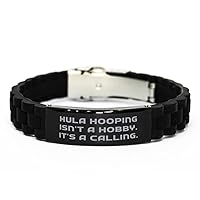 Hula Hooping.. Hula Hooping Black Glidelock Clasp Bracelet, Cool Hula Hooping Gifts, Engraved Bracelet For Friends from Friends, Fun Gifts
