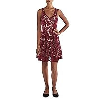 Womens Juniors Lace Overlay Above Knee Fit & Flare Dress Red 9