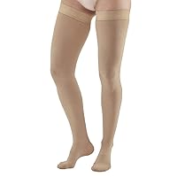 Ames Walker AW Style 292 Luxury Opaque 20-30 mmHg Firm Compression Closed Toe Thigh High Stockings w/Dot Band Beige XXLarge