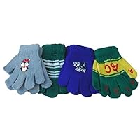 Four Pairs Magic Stretch Gloves for Infants and Toddlers Ages 1-4 Yrs
