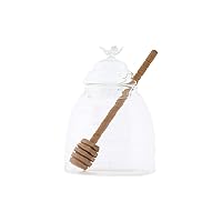 Clear Honey Pot with Lid & Bamboo Dipper