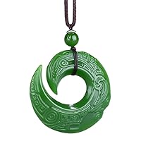 Green Jade Dragon Jade Pendant Fashion Runes Necklace Jewellery Chinese Hand-Carved Relax Healing Women Man Luck Gift