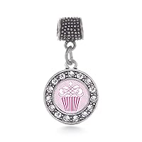 Inspired Silver - Silver Circle Charm for Bracelet with Cubic Zirconia Jewelry