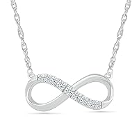 DGOLD Sterling Silver Round White Diamond Infinity Necklace for women (1/6 cttw)