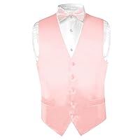Biagio Men's SILK Dress Vest & Bow Tie Solid LIGHT PINK Color BowTie Set