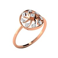 0.11Ct Round Cut Sim Diamond Fancy Flower Engagement Ring in 14KT White Gold PL
