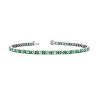 Emerald & Natural Diamond 2.72 ctw Women Eternity Tennis Bracelet 14K White Gold