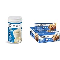Quest Vanilla Milkshake Protein Powder with 24g Protein, Blueberry Muffin Protein Bars with 21g Protein, 1.6lb Powder, 12 Count Bars