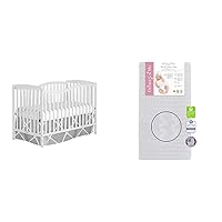 Chelsea 5-in-1 Convertible Crib in White, JPMA Certified & Honeycomb Orthopedic Firm Fiber Standard Baby Crib Mattress