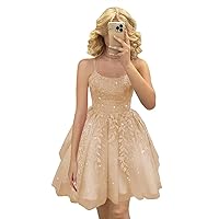 Women's Spaghetti Straps Short Prom Dress Appliques Teens Homecoming Dresses Party Cocktail Gown
