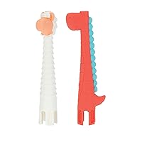 Nuby Tube Teethers, Soothing Teething Experience for Babies, Multi-Textured Surfaces, Soft Silicone, Easy to Grasp, BPA-Free for Parent's Peace of Mind, 3+ Months, Dino & Llama