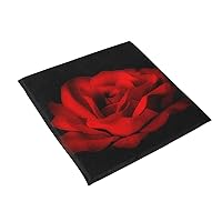 ALAZA Red Rose Flower Black Chair Pad Seat Cushion for Office Car Outdoor Indoor Kitchen, Soft Memory Foam, Back Pain, Coccyx & Sciatica Relief, 15.7x15.7 in