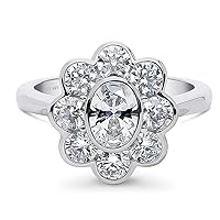 Flower Ring!! 925 Sterling Silver 1.00 Ctw Moissanite Diamond Cluster Oval Ring Women Jewelry