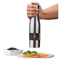 Zhong Electric Pepper Mill Stainless Steel Salt and Pepper Grinder Adjustable Ceramic with LED Light Automatic Spice Mill Home Tools
