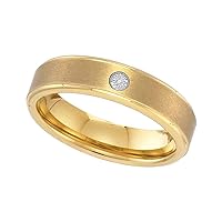 L U DIAMONDS® Yellow-tone Tungsten Carbide Mens Diamond Band Ring .01 Ctw. Size 12.5
