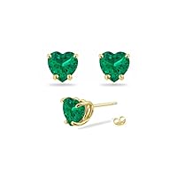 Solid 10K Gold 7x7mm Heart Shaped Stone Post-With-Friction-Back Stud Earrings