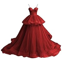 Tulle Prom Dresses for Women Long Spaghetti Straps Ball Gown Puffy Sweetheart Princess Formal Evening Party Gowns