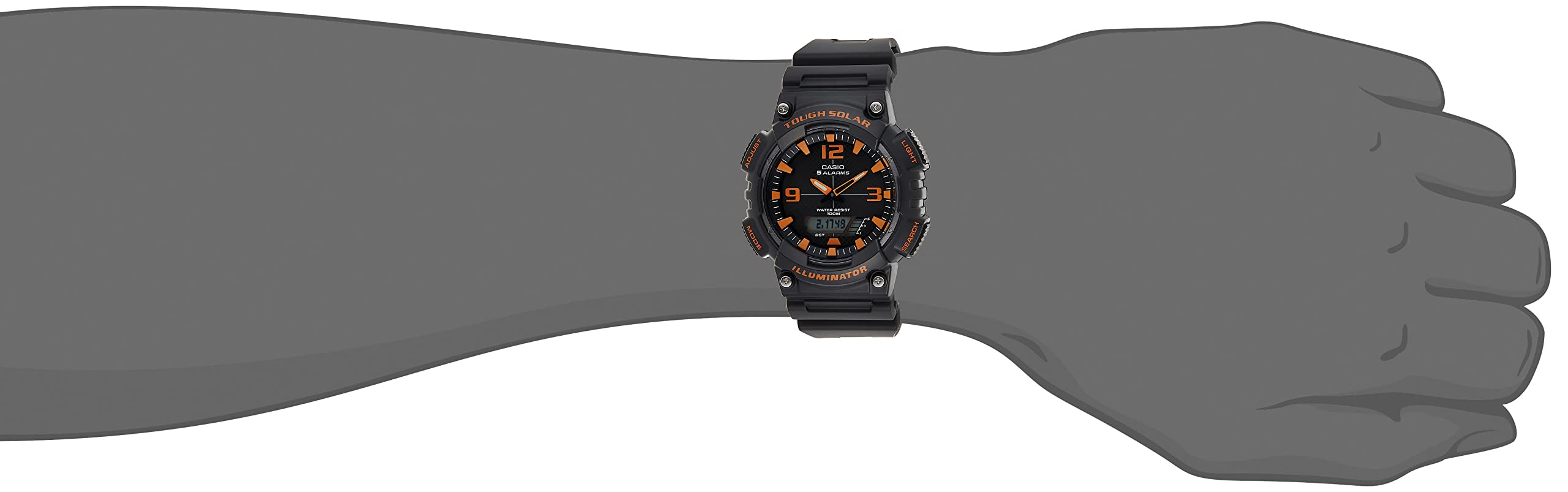 Casio Men's Sport AQS810W-8AV Grey Rubber Quartz Watch with Black Dial