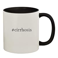 #cirrhosis - 11oz Ceramic Colored Handle and Inside Coffee Mug Cup, Black