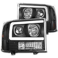 LED Projector Headlights Headlamps Black Compatible with 1999-2004 Ford F-250 F-350 F-450 F-550 Super Duty