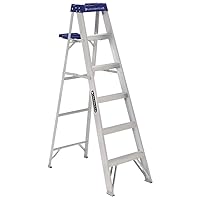 Louisville Ladder Louisville AS2100, 250 lb, 3 in Width X 3 in Depth Non-Conductive Rail, 5 Rung 6-Foot Aluminum Step Ladder, 250-Pound Capacity, AS2106, 6-Feet, 6 Ft