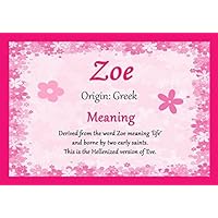 Zoe Personalized Name Meaning Certificate