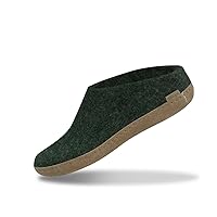 Unisex Indoor Shoe, Wool Slippers with Leather Sole, Forest