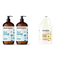 3-in-1 Soap, Body Wash, Bubble Bath, Shampoo, 32 Ounce (Pack of 2), Unscented & Liquid Hand Soap Refill, 1 Gallon, Meyer Lemon and Mandarin