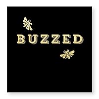 Black and Gold ''Buzzed'' Bee Beverage and Cocktail Napkins, 20pc, 5'' W x 5'' L