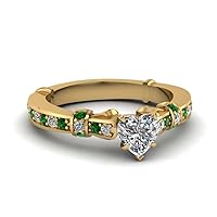 Choose Your Gemstone Antique Petite Diamond CZ Ring yellow gold plated Heart Shape Petite Engagement Rings Everyday Jewelry Wedding Jewelry Handmade Gifts for Wife US Size 4 to 12