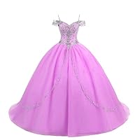 Cold Shoulder Boho Tulle Prom Dresses Ball Gown Sweetheart Crystal Sparkly Bling Beaded 2023