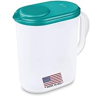 Pitcher with Lid 1 Gallon, Slim Clear Plastic Water Pitcher with Pivot-top Spout Lids, Iced Tea Pitcher for Fridge, Freezer/Dishwasher Safe, and BPA/Phthalate Free - Made in USA