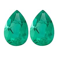 2.63-2.96 Cts of 9x6 mm AAA Pear Lab Created Emerald (2 pcs) Loose Gemstones